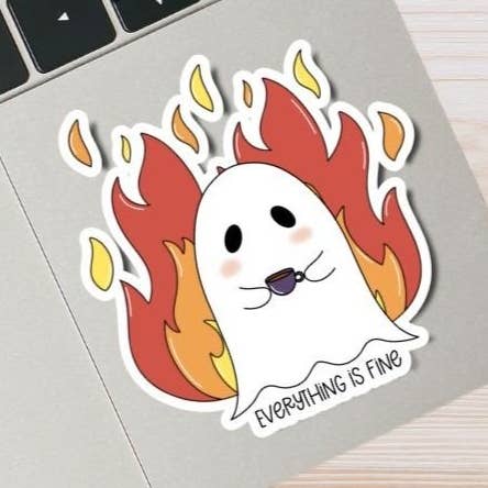 Everything Is Fine Sticker for wholesale by Curiously Cursive