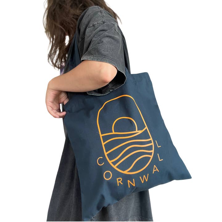 the Cornish studio - Wholesale Tote Bag - Women's - Cornwall Tote - Oval - Navy Orange
