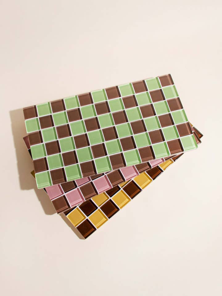 GLAS FLISE DEKORATIV BAKKE - Mint Mørk chokolade for engroshandel hos Subtle Art Studios