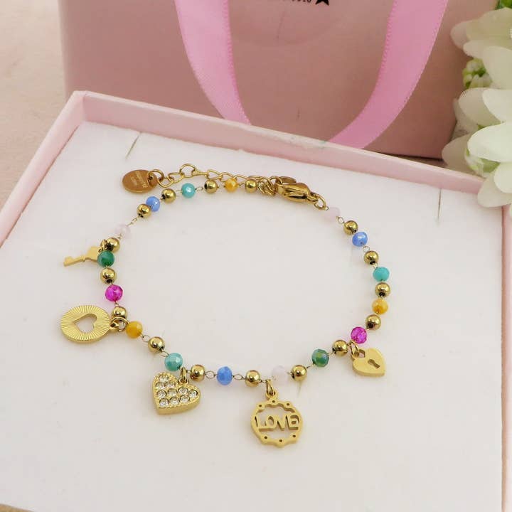 Daemon srls - Wholesale Charm/Dangle Bracelet - SOPHIE Bracciale ~ ACCIAIO INOSSIDABILE ~ Bracciale con charms e cristalli5