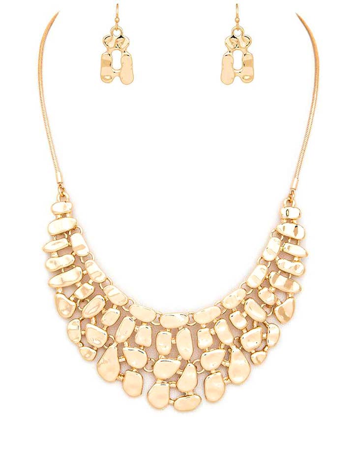 Textured Statement Collar Necklace Set for wholesale by Artini Accessories