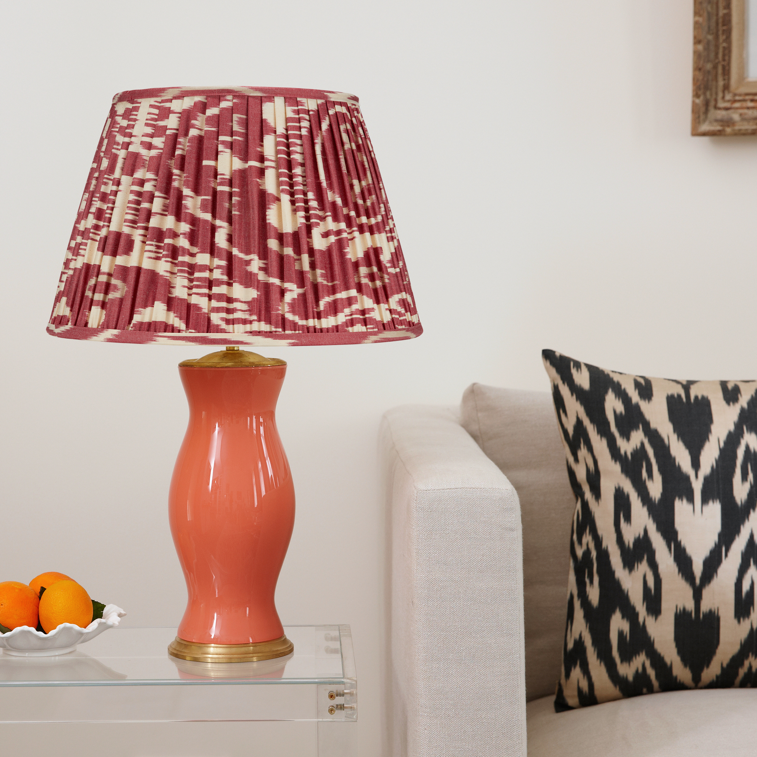 Rosanna Lonsdale - Wholesale Lamp Shade - BURNT RED AND CREAM IKAT LAMPSHADE7