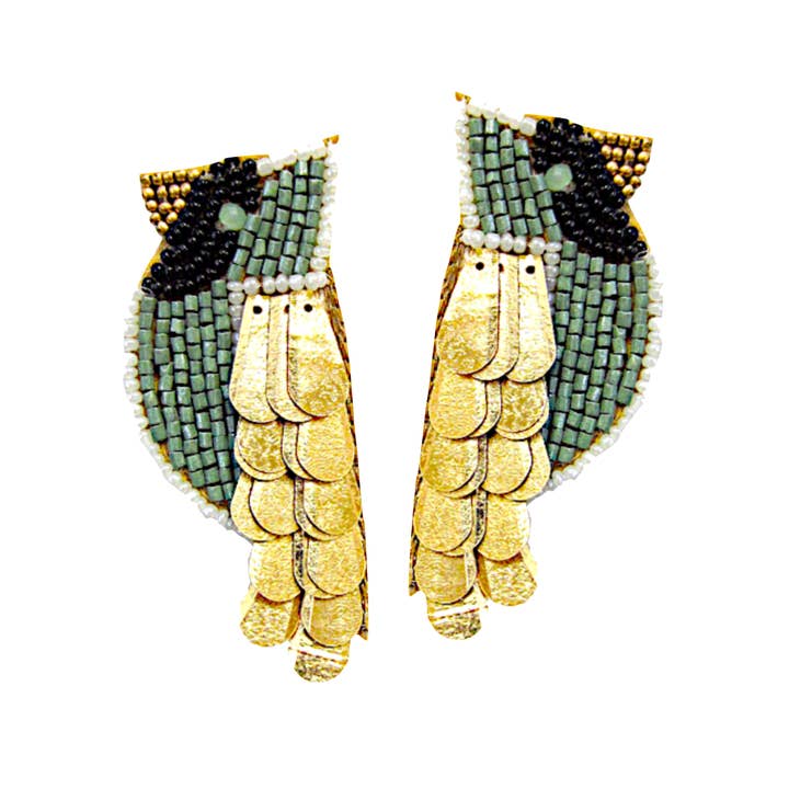 Boucles d'oreilles oiseau perlées, boucles d'oreilles en perles de rocaille Lily Posh Tropical pour la vente par Lily Posh