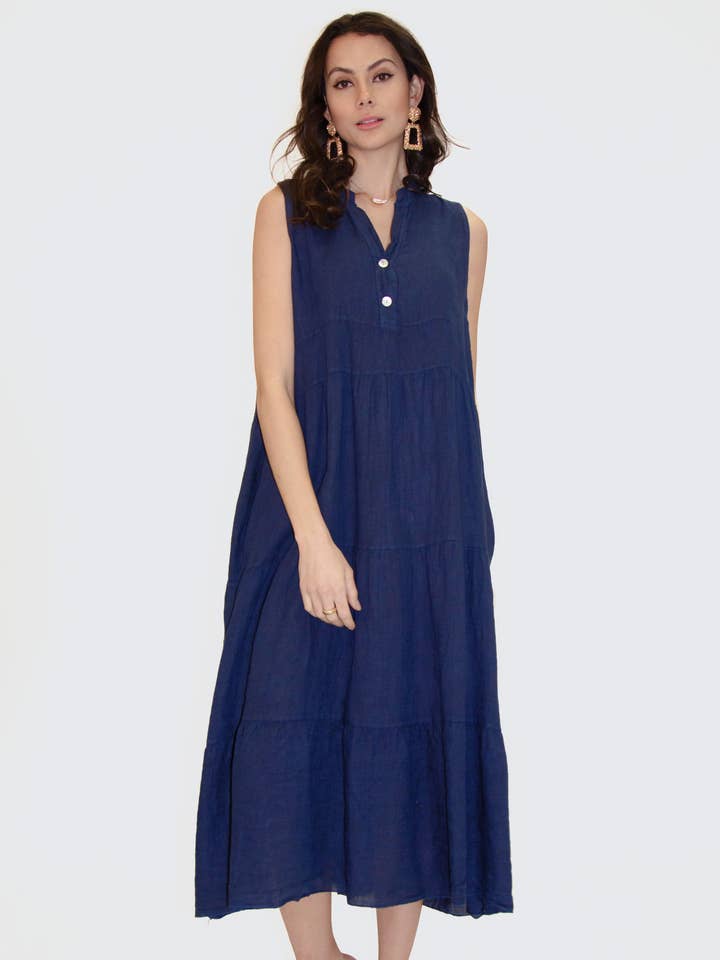 LEL-R1182L linen dress for wholesale by ORNELLA PARIS