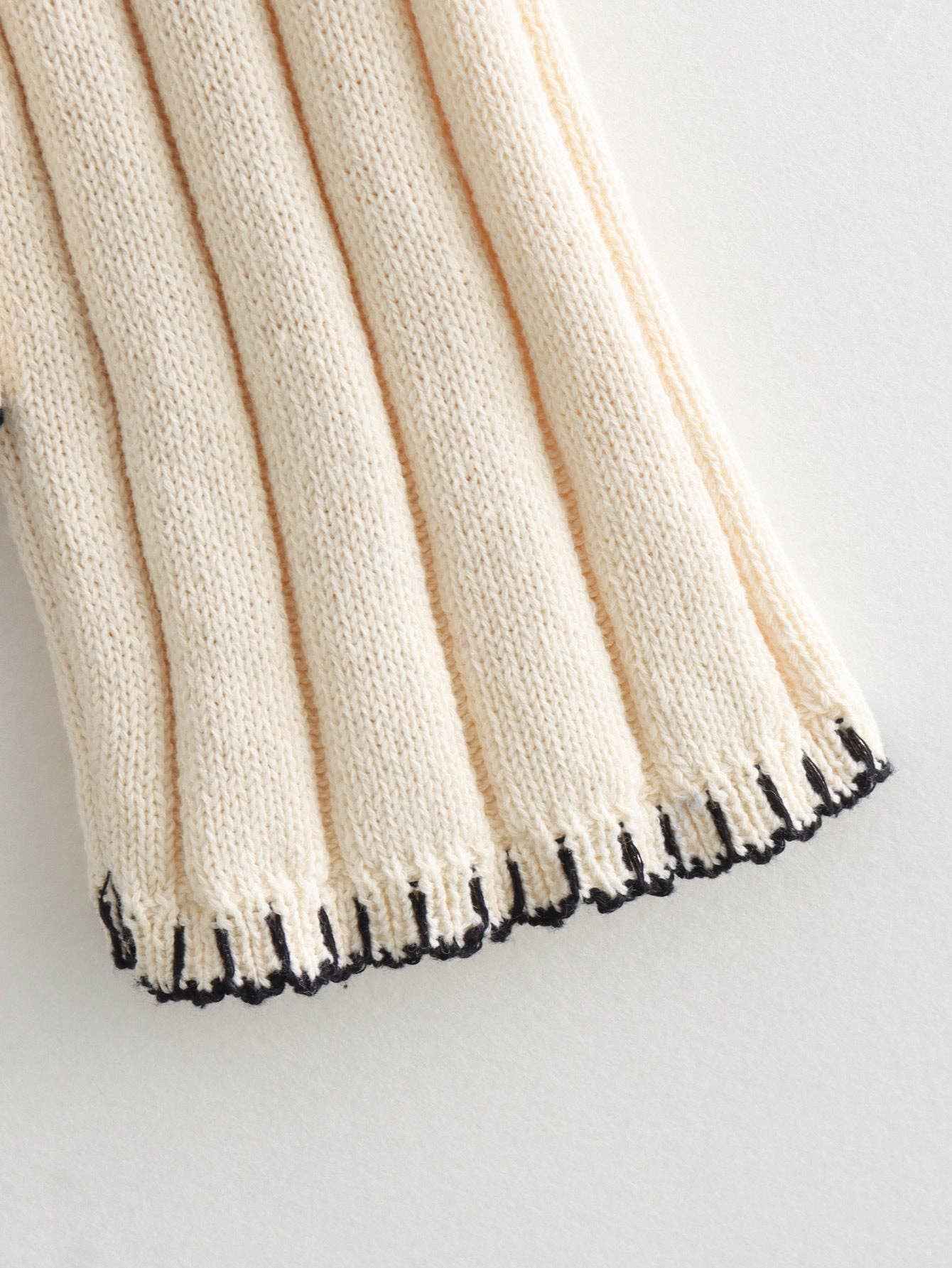 BEIGE V-Neck Ribbed Knit Sweater for wholesale on Faire1