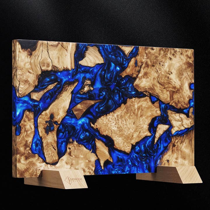 Dark Blue Resin Epoxy Magnetic Knife Block with Bases for wholesale by Senken Knives