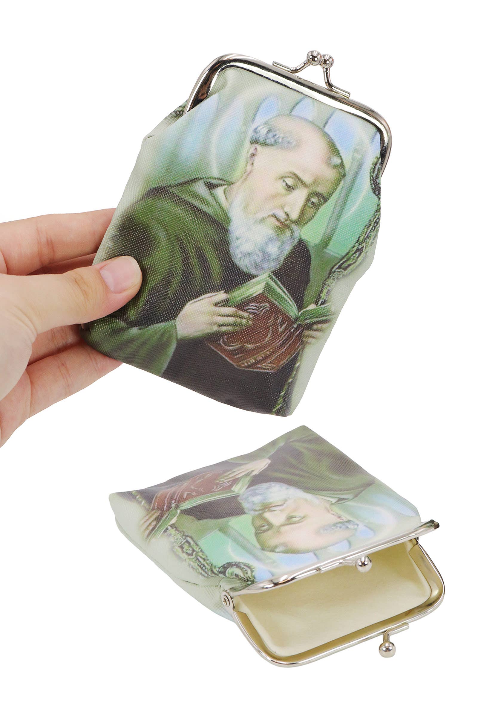 AS SHOWN Saint Benedict Tall Kiss-lock Coin Pouch Bag for wholesale on Faire