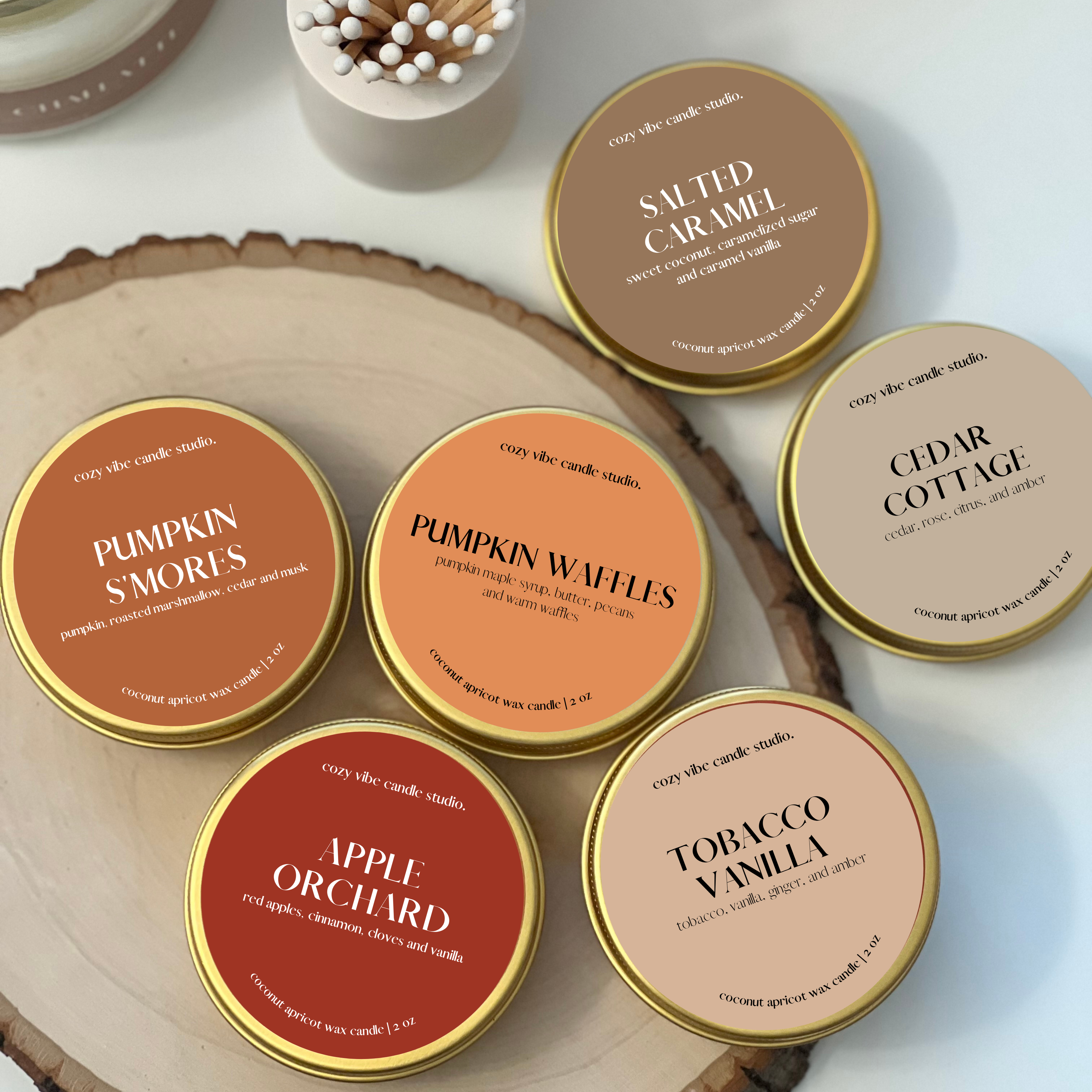 Cozyvibecandlestudio - Wholesale Travel Candles - Cedar Cottage | Fall 2oz Travel Candle3