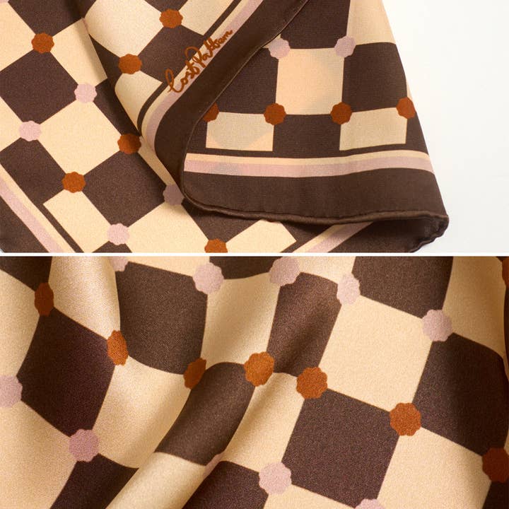 "Checkerboard" Silk Pocket Square - Coffee for wholesale on Faire