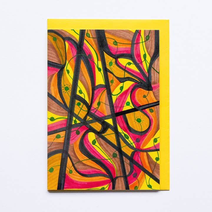 Abstract Bright Yellow Orange Red | Art Card for wholesale by Lilian G Limited