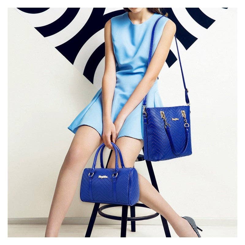 ShieldChic – wholesale Väska med handtag – Dam – 6-Piece Solid färg präglade handväska Set3