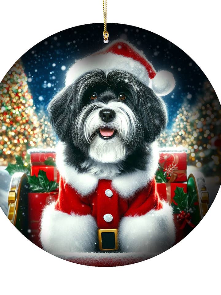 Ornamento di Porcellana - Terrier Tibetano Bianco/Nero - Natale per la vendita all'ingrosso da parte di Best of Breed Products
