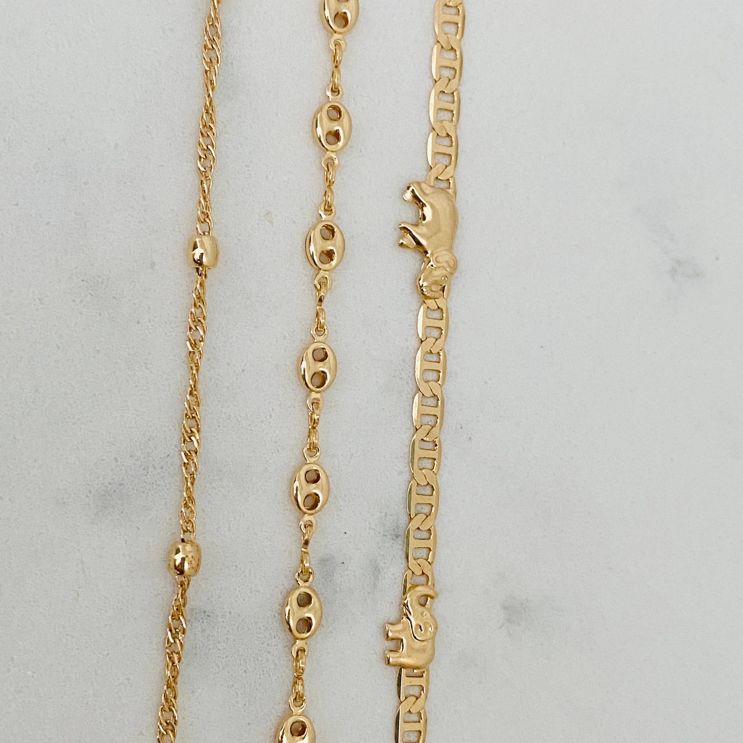 Housegoldjewelry - Wholesale Enkelbandje - Enkelbandje met olifant, enkelbandje met kralen, enkelbandje met puf link,9