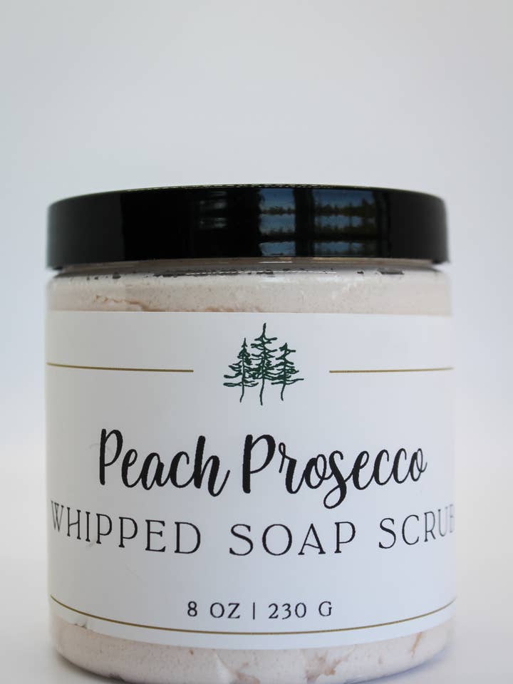 Peach Prosecco Whipped Sugar Scrub | Bath and Body for wholesale by White Pine Soap Company