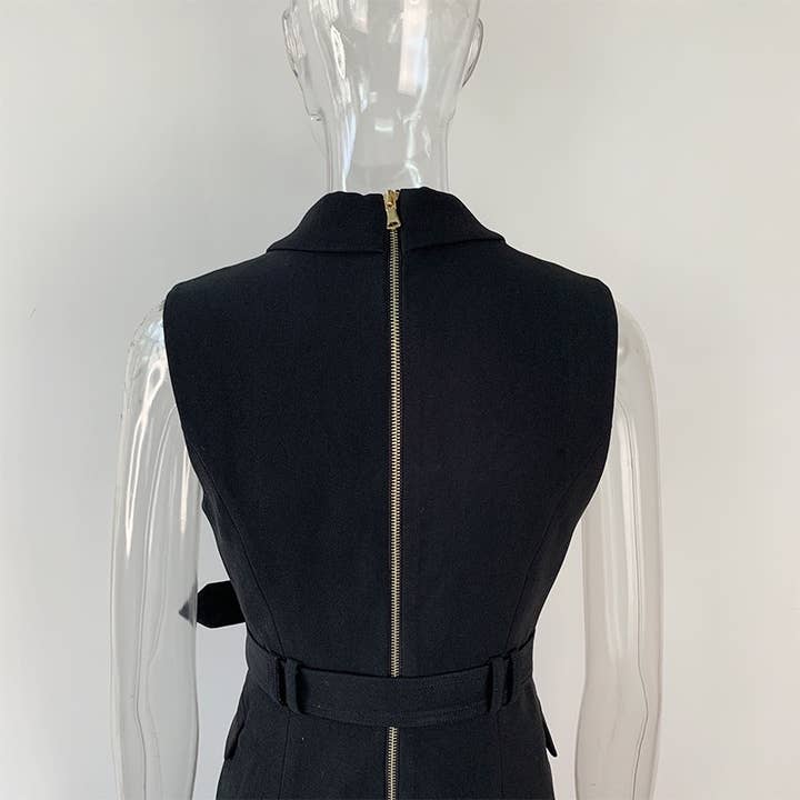 Productseeker - Wholesale Dress - Women's - DR008Y Fushcia Sleeveless Tie-Waist Suit Dress 2