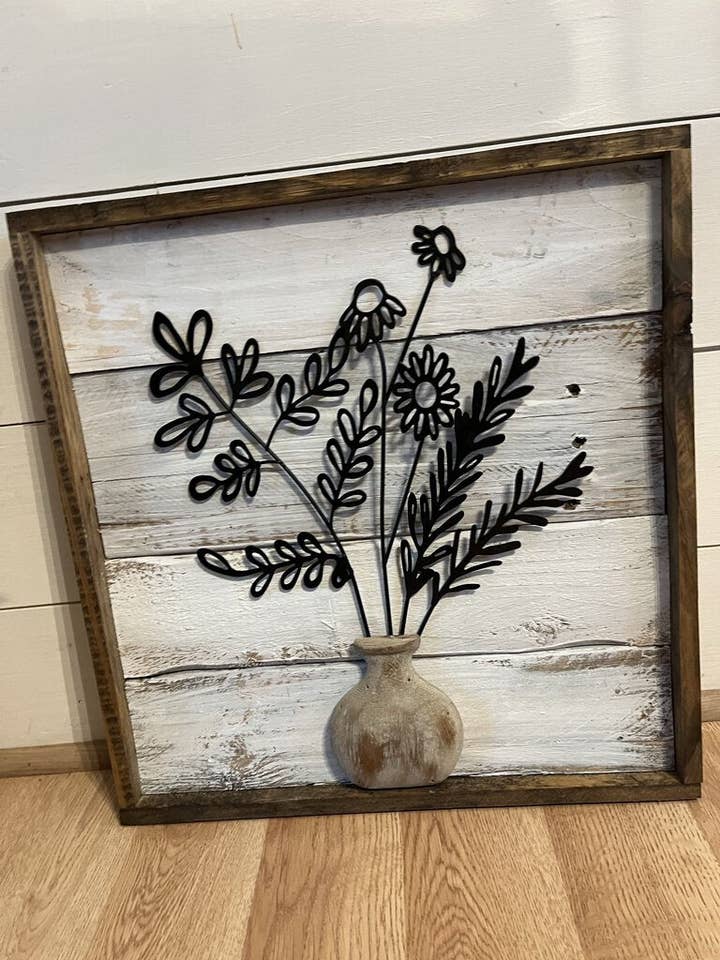 Træ Vase Sort Blomster for engroshandel hos Rae Ray's Decor & More