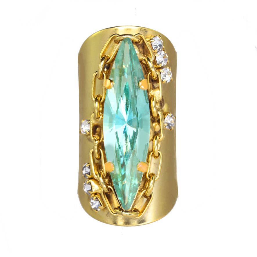 TOVA - Wholesale Cocktail/Statement Ring - Navi Ring in Aqua Champagne0