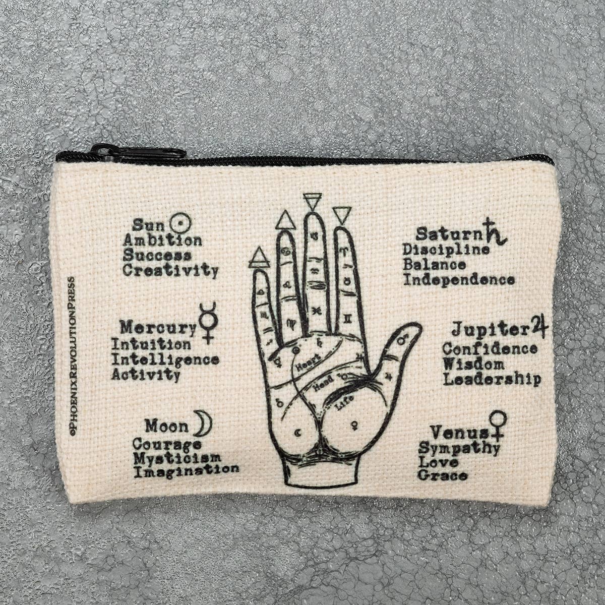 Phoenix Revolution Press - Wholesale Pouch - Women's - Palmistry Small Zippered Pouch1