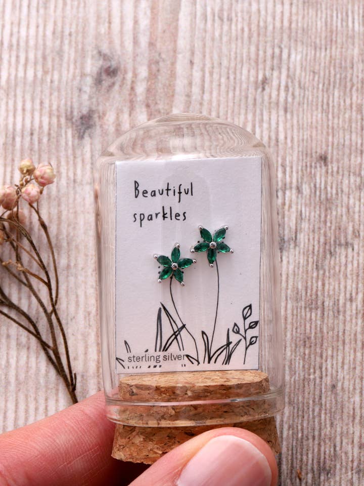 TT51136 BEAUTIFUL SPARKLE Five Crystal Flower Earrings for wholesale by Attic creations