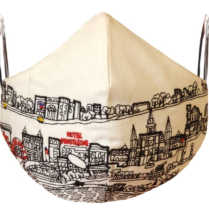 Beyond Cushions Corporation – Engroshandel Mundbind – New Orleans Broderet Skyline ansigtsmaske