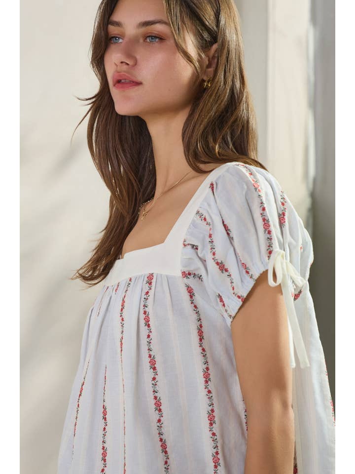 Oddi - Wholesale Blouse - Women's - Floral Embroidery Jacquard Blouse