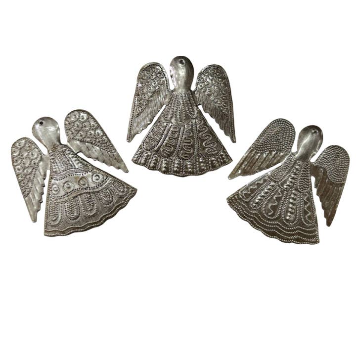 $4 ea. Set/3 Mini Angels, Handmade Ornament Fair-trade 4" for wholesale by Haiti Fair Trade~ It's Cactus