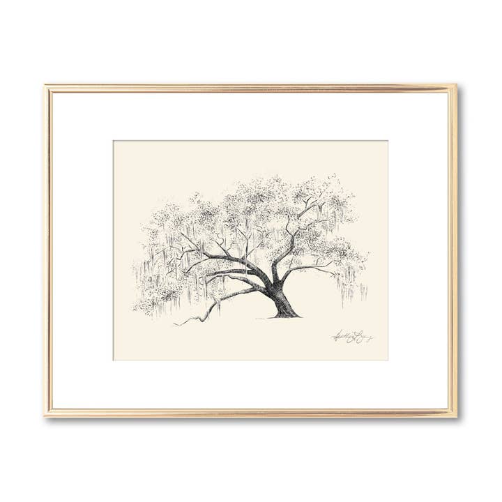 Fly Young Studio – Großhandel Kunstdruck – Gateway Oak Tree — Stift und Tinte — signierter Kunstdruck