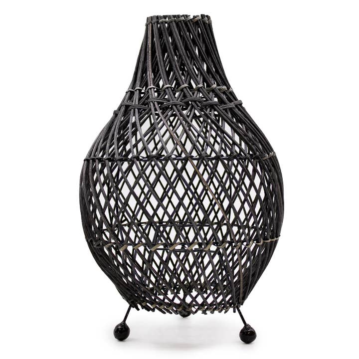Rattan Table Lamps - Black for wholesale by Ancient Wisdom