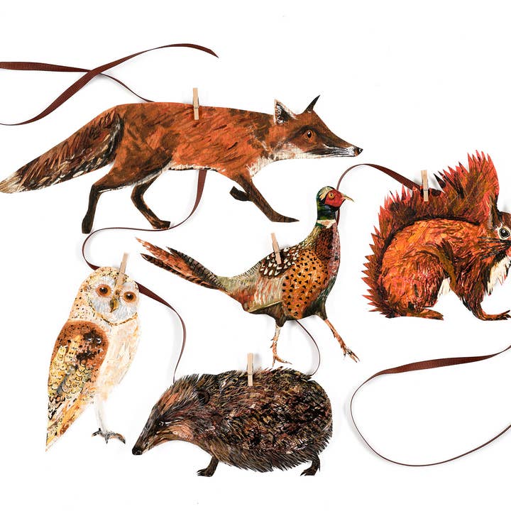 Handmade Fine art paper Woodland creature Garland for wholesale by Clare O’Neill Artworks