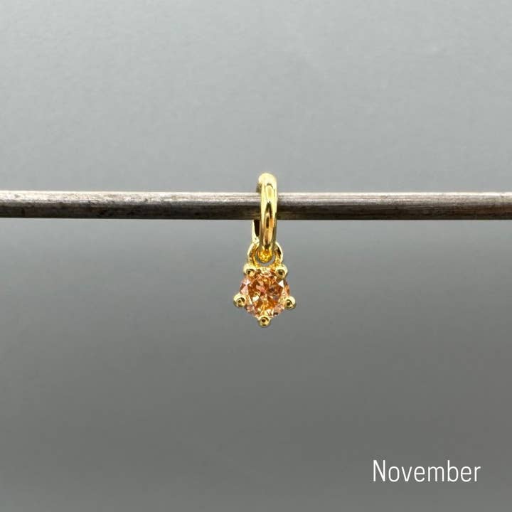 Something Silver - Vente Breloques/médailles personnalisées - Charms Mini Ronds en Or avec Pierre de Naissance10