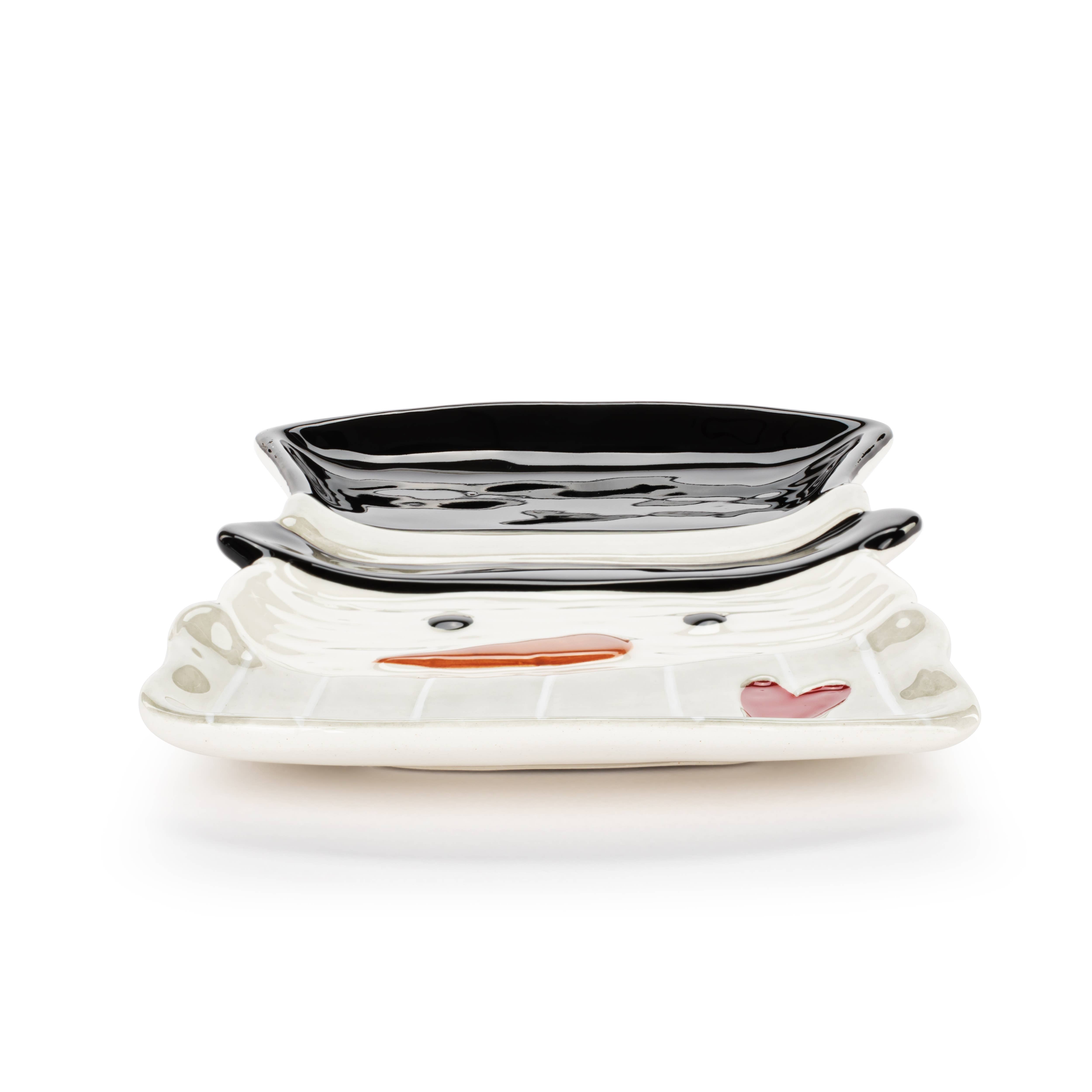 DEMDACO - Wholesale Spoon Rest - Snowman Red Heart Cream Ceramic Spoon Rest - 4.5x6in1