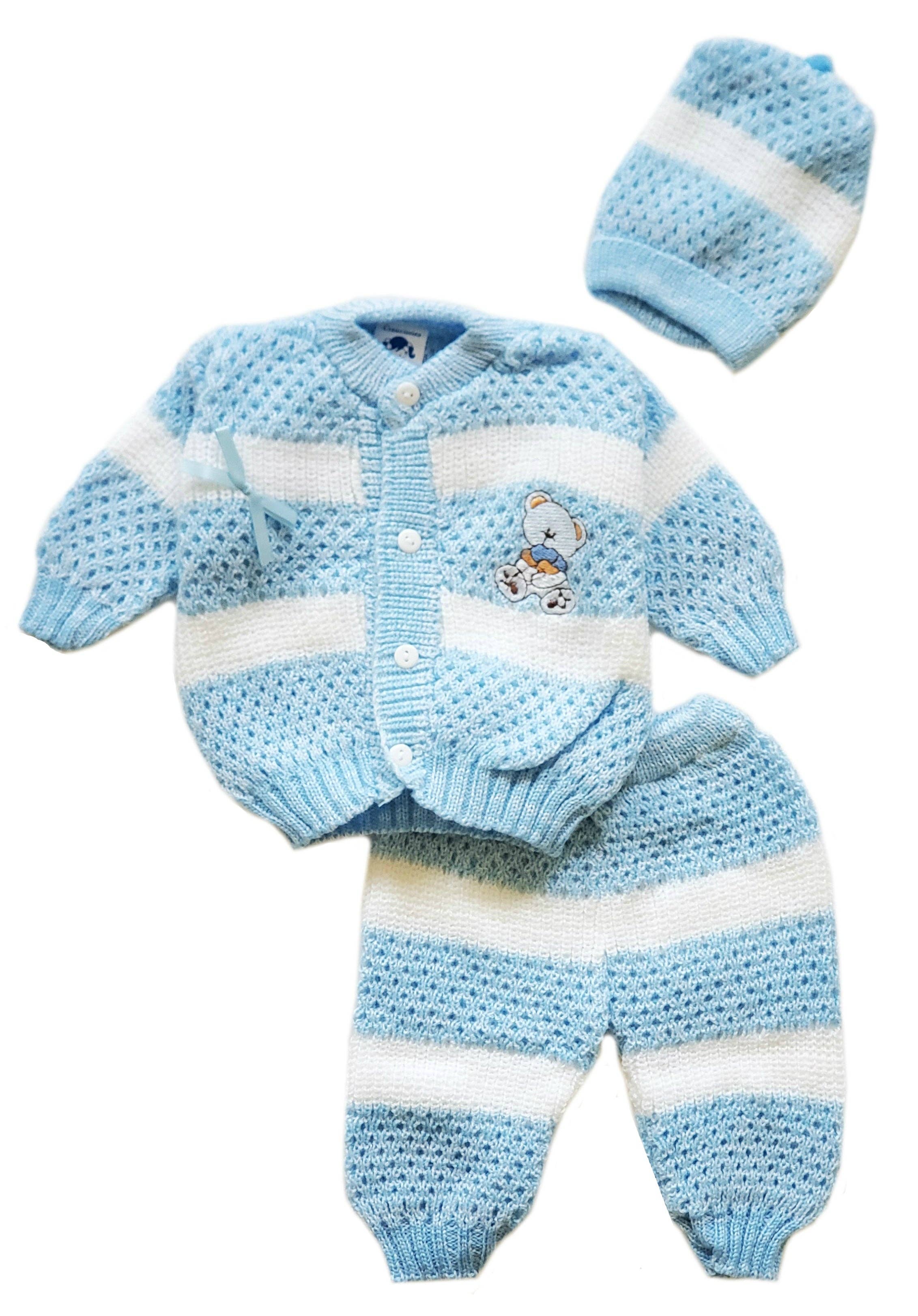 b-one inc - Wholesale Clothing Set - Baby - Wholesale Crochet Set Newborn Beanie Hat Sweater and Pants 3 PCs Outfit Set0