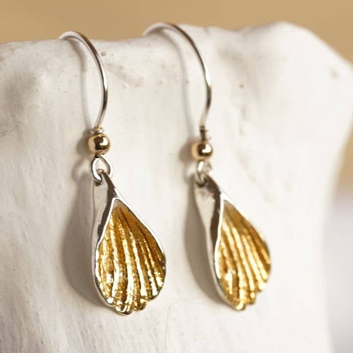 Pendientes de Concha de Plata y Oro para venta al por mayor de Banyan Jewellery