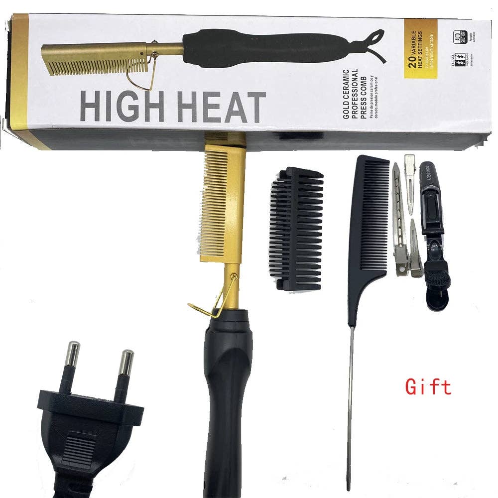 Hair Imports NYC - Wholesale Straightener/Flat Iron - Electric Hot Comb Hair Straightener Brush - Professional Pressing Comb Styling Tool1