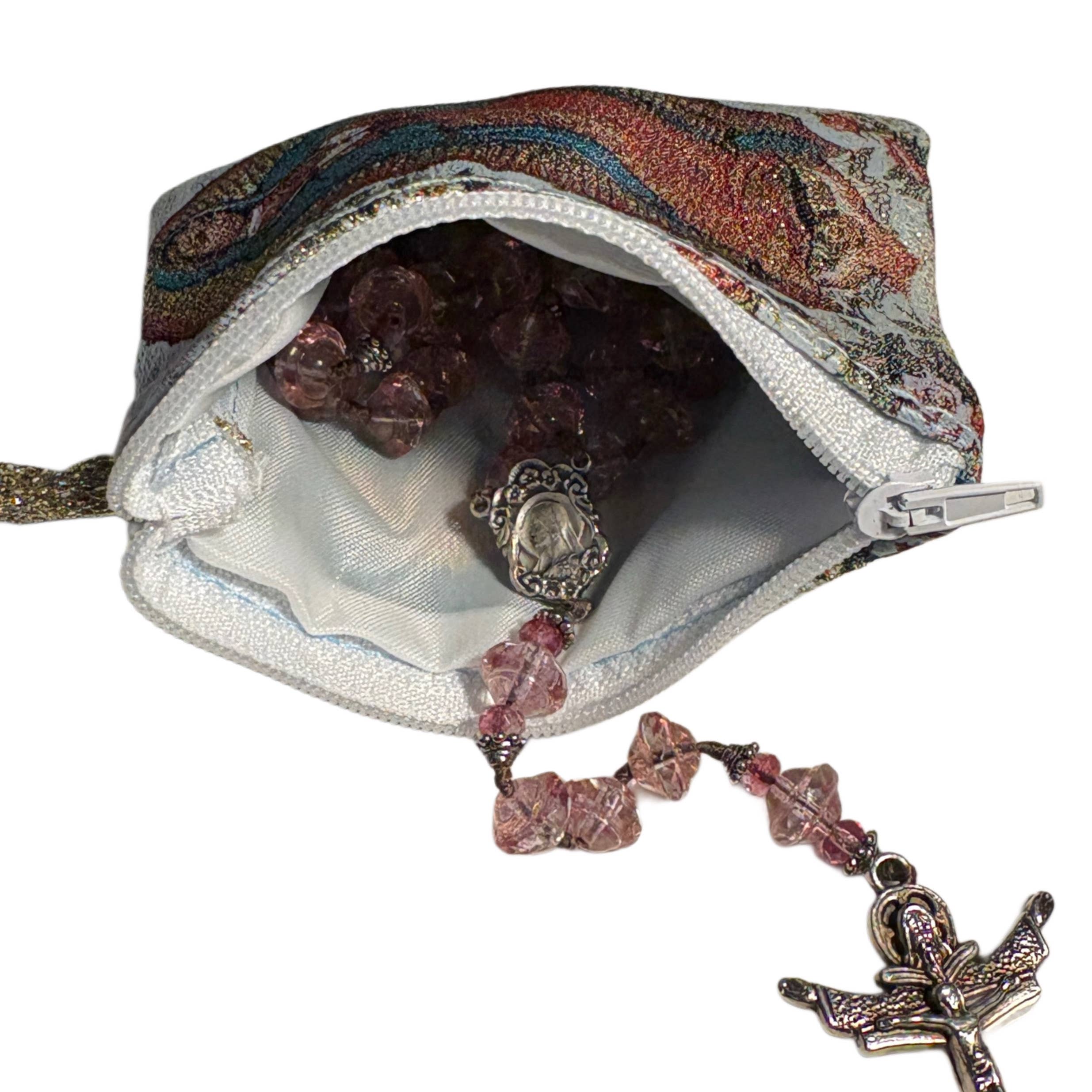 Oremus Mercy - Wholesale Pouch - Unisex - Rosary Pouch - Our Lady of Guadalupe 3″ x 4″4