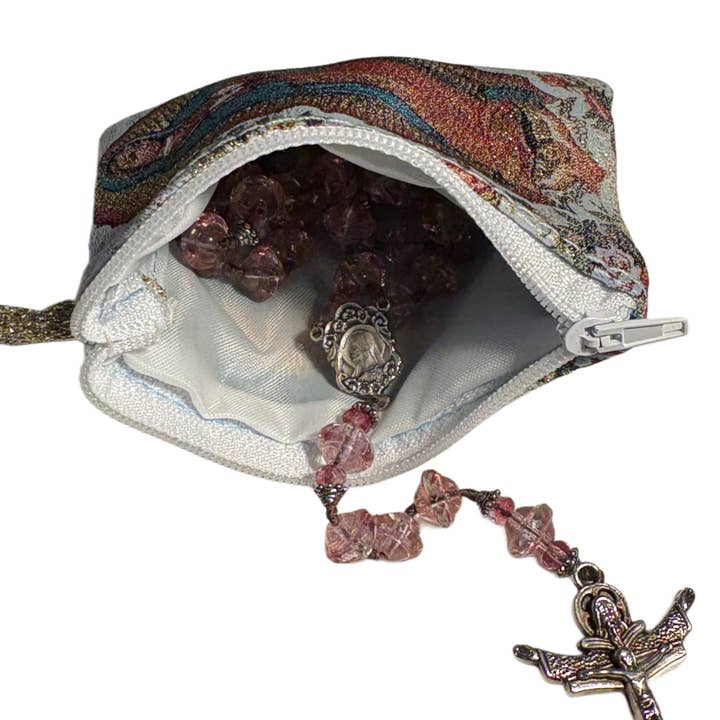 Oremus Mercy - Wholesale Pouch - Unisex - Rosary Pouch - Our Lady of Guadalupe 3″ x 4″4