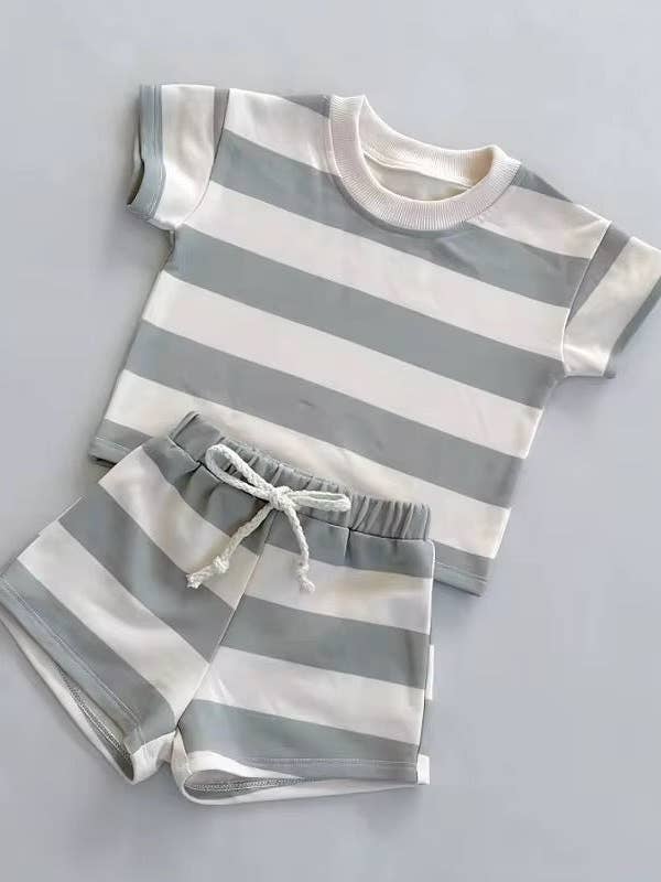 Stripes Cotton Two Piece Short Sleeve Set for wholesale by Havenbaby