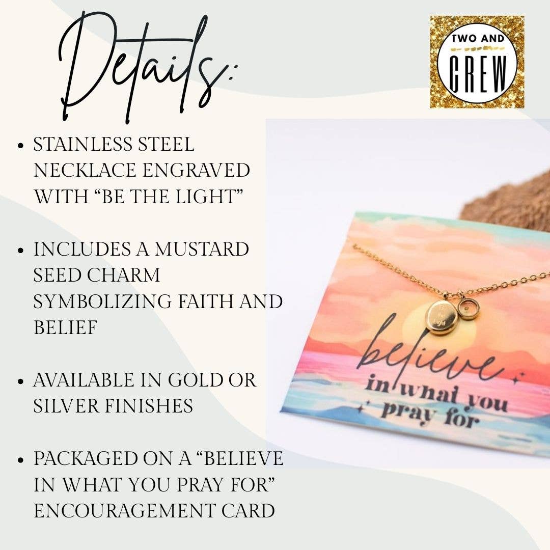 Two and Crew - Faith Based Jewelry & Gifts - Wholesale Pendant/Charm Necklace - Be the Light Mustard Seed Necklace, Hope Christian God Gift4
