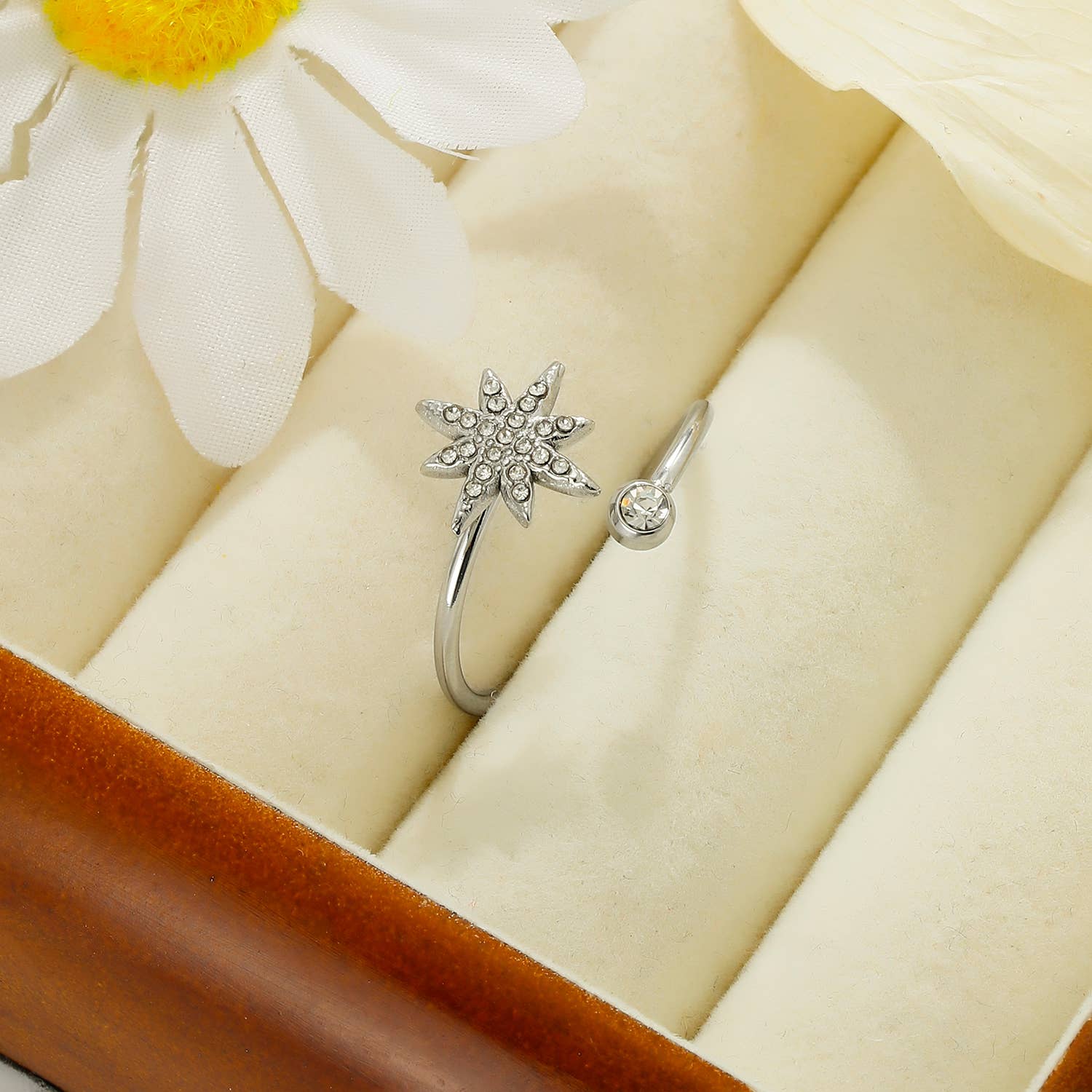 Kapyco - Vendita all'ingrosso Anelli multipietra - Anello stella del nord con strass in acciaio inossidabile - BG3102551