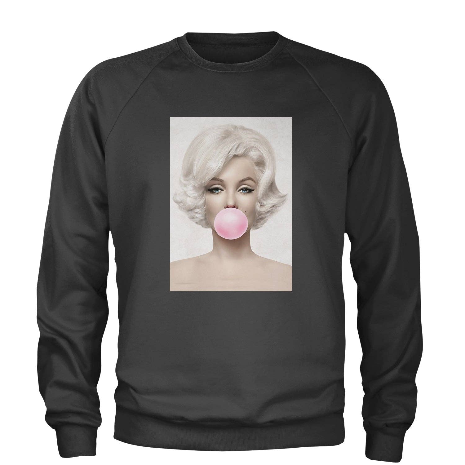 Expression Tees - Wholesale Graphic Sweatshirt - Unisex - Marilyn Monroe Pink Bubble Gum Adult Crewneck Sweatshirt1