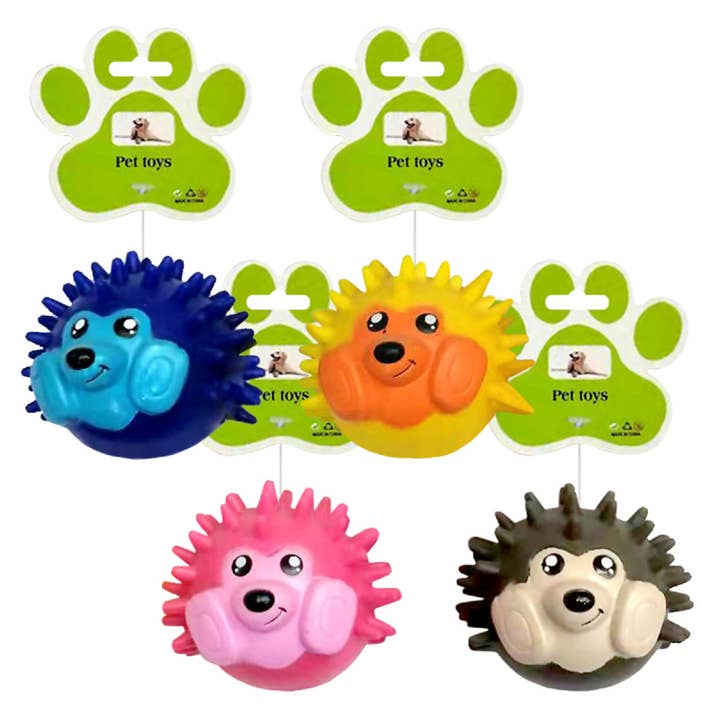 Deluxe Import Trading - Wholesale Pet Squeaky Toy - Dog - Dog Squeaky Toys Hedgehog Design - 4 asst