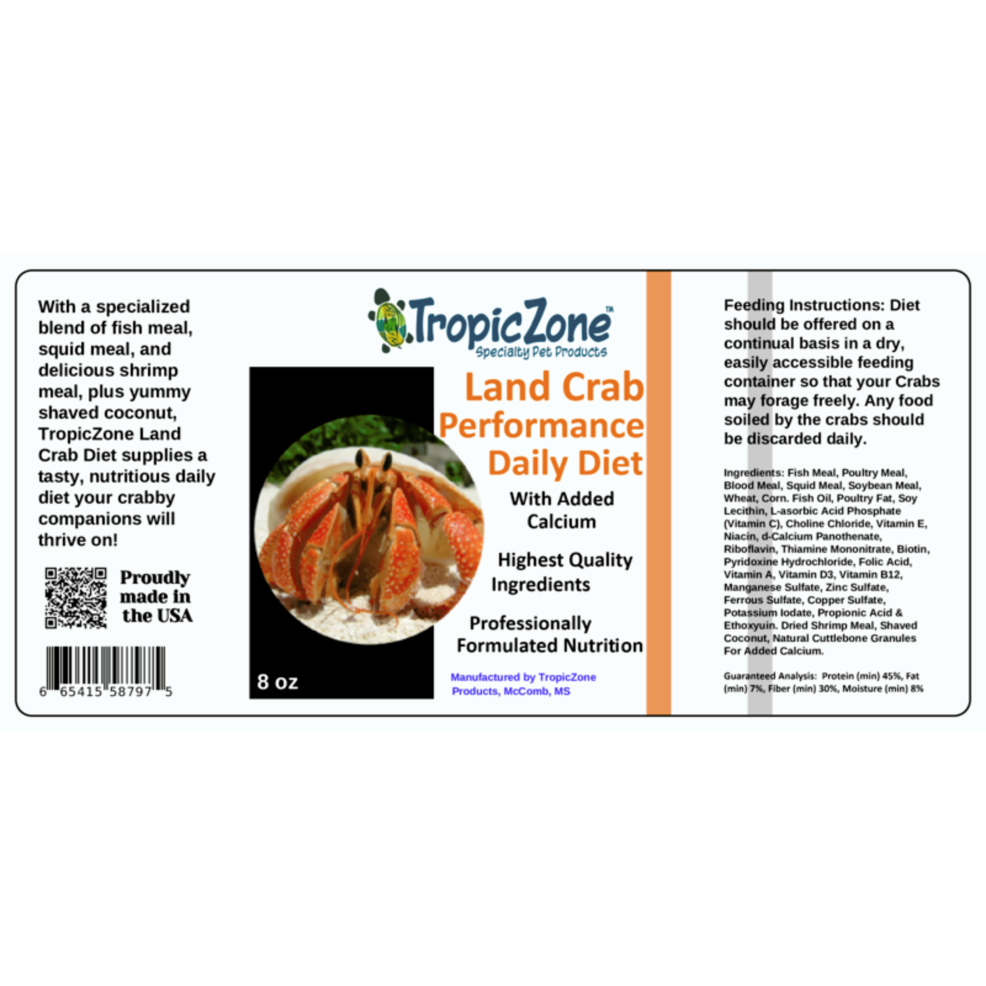 TropicZone - Vente Nourriture – hors chat et chien - Régime de performance pour crabe terrestre TropicZone6