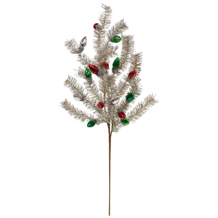 Bright Ideas - Wholesale Christmas Decoration - Silver Tinsel & Holiday Bulbs Spray
