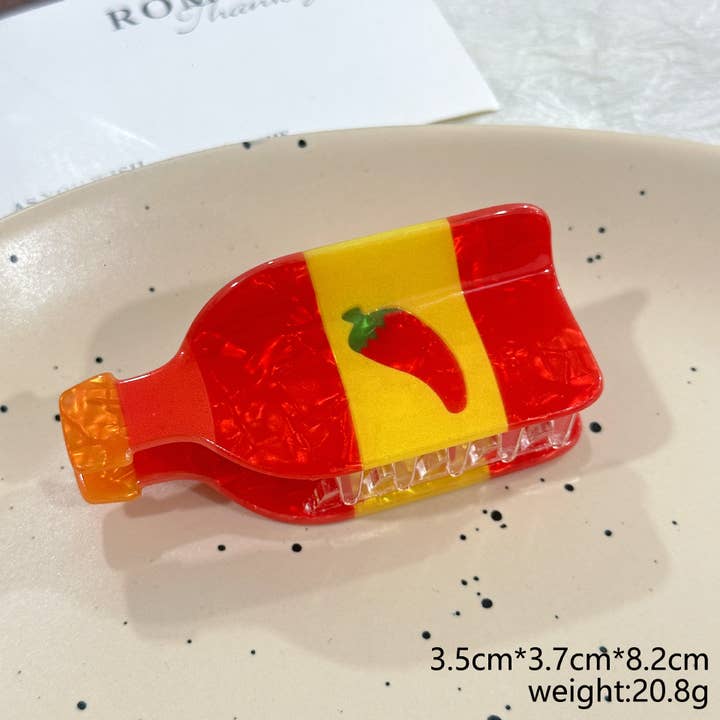 SoapElenGlen - Wholesale Hair Clip - Women's - Chili Sauce Hair Claw, Realistic Food Hot Dog Hair Clip1