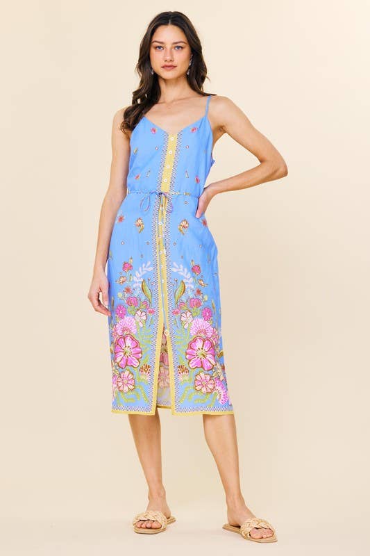 SKIES ARE BLUE - Wholesale Dress - Women's - Sleeveless Border Print Maxi Dress10