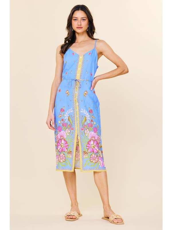 SKIES ARE BLUE - Wholesale Dress - Women's - Sleeveless Border Print Maxi Dress10