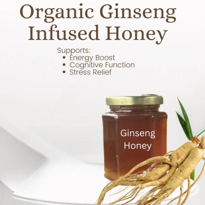 Organic Ginseng Infused Honey for wholesale by Herbal Origins