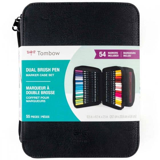 54pc Set With Zipper Marker Case, Black for wholesale by Tombow