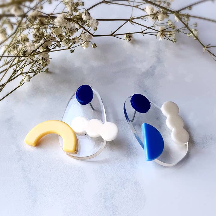 Pearl and Ivy Studio - Wholesale Dangle Earrings - Sun moon cloud acrylic stud earrings - Night and Day6