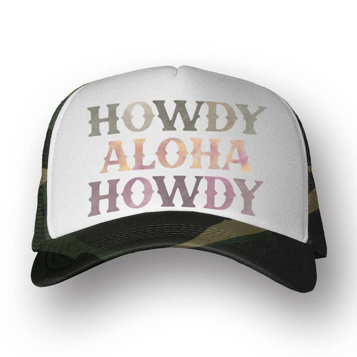 Howdy Aloha | Trucker Hat for wholesale by Malina Prints